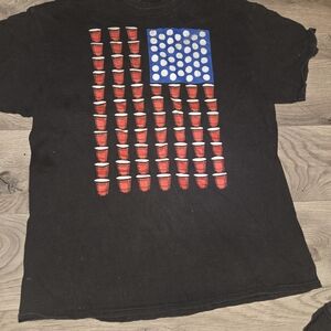 Fifth Sun Black Tee with Red and Blue Cup Graphic